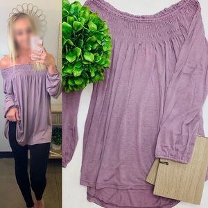 Kori lavender off shoulder top